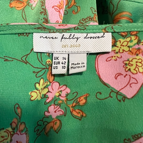 Green and Pink Wrap Wrap Midi Dress Never Fully Dressed - Picture 3 of 3